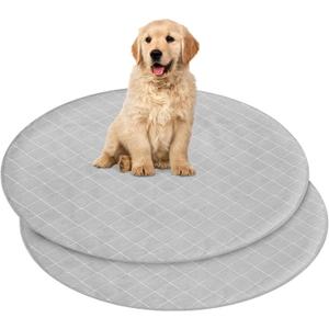 2 Pack Washable Pee Pads for Dogs 36", Washable Round Whelping Pads, Puppy Training Pads with Non-Slip Back for Playpen/Crate, Dog Housebreaking Absorption Pad, Grey