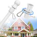 House Flag Pole Kit - 5ft Tangle Free Heavy Duty Flag Pole for Outside House,Decorative Metal Flag Poles for Outdoor Front Porch Boat Truck, Wall Mount & Portable 3x5 Hand Held Flagpole - White