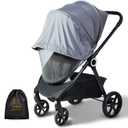 Orzbow 2-in-1 Baby Mosquito Net with UPF50+ Sunshade for Stroller, Breathable Stroller Mosquito Netting Privacy Cover with Two-Way Zipper & Storage Bag for Bassinet, Car Seat & Carrycot, Grey