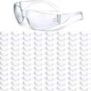 Yunsailing 100 Pack Bulk Safety Glasses Eye Protection Goggles for Women Men DIY Construction Lab (Clear Lens and Clear Frames)