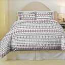 Pointehaven 180 GSM Cotton Flannel Duvet Set - Full/Queen, Aztec, red