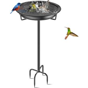 Metal Bird Bath for Outside Garden Birdbath Bowl, 36.2" Height Freestanding Bird Feeders for Outdoors with 4 Prongs Base Stake, Standing Birdfeeders for Yard Lawn Decor (Black)