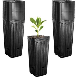 RunNico 50pcs Plastic Deep Plant Nursery Pots, 9.8Tall Tree Pots,Black Deep Seedling Container Pots with Drainage Holes for Indoor Outdoor Gardening (4.7" Wx9.8 H) RunNico 50pcs Plastic Deep Plant Nursery Pots, 9.8Tall Tree Pots,Black Deep Seedling Container Pots with Drainage Holes for Indoor Outdoor Gardening (4.7" Wx9.8 H)