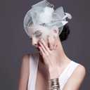 Dodheah Women's Fascinators Tea Party Hat Flower Headwear with Headband and Clip for Derby Wedding Church Cocktail (White)