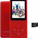 64GB MP3 Player, Portable Music Player for Kids with Earphone Speaker, Support Photo/Video Play/Voice Recorder/E-Book Reader, Red, Supports up to 128GB