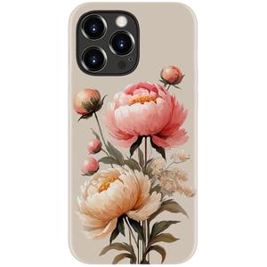 DorisMax for iPhone 13 Pro Max Case - Wireless Charging Compatible - Dual-Layer Hard Shell + Silicone Cover - Shockproof Protective Phone Case with Stylish Designs for Women - Blooming Peony