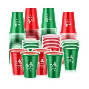 Sliner 60 Pcs 16 oz Christmas Disposable Cups Bulk Plastic Coffee Team Naughty or Nice Plastic Disposable Drinking Cups for Party Drinks Supplies