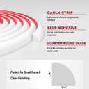 0.25" x 0.25" Slim Quarter Round Molding,10FT Self Adhesive Flexible Trim for Small Gaps, Countertop Wall Seam, Window Sill, Desk & Cabinet Edge, Peel and Stick Finishing Strip