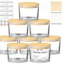 12oz Candle Jars for Making Candles, 8 Pack Large Clear Glass Empty Candle Jars with Bamboo Lids and Wick Kit, Multiple Wicks Wide Mouth Candle Container Bulk, Ideal for Candle Business