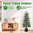 Outdoor Artificial Topiary Cedar Tree Real Touch Faux Pine Evergreen Shrub Plant UV Resistant Greenery Tree with Pot Realistic Cypress Front Porch Decor