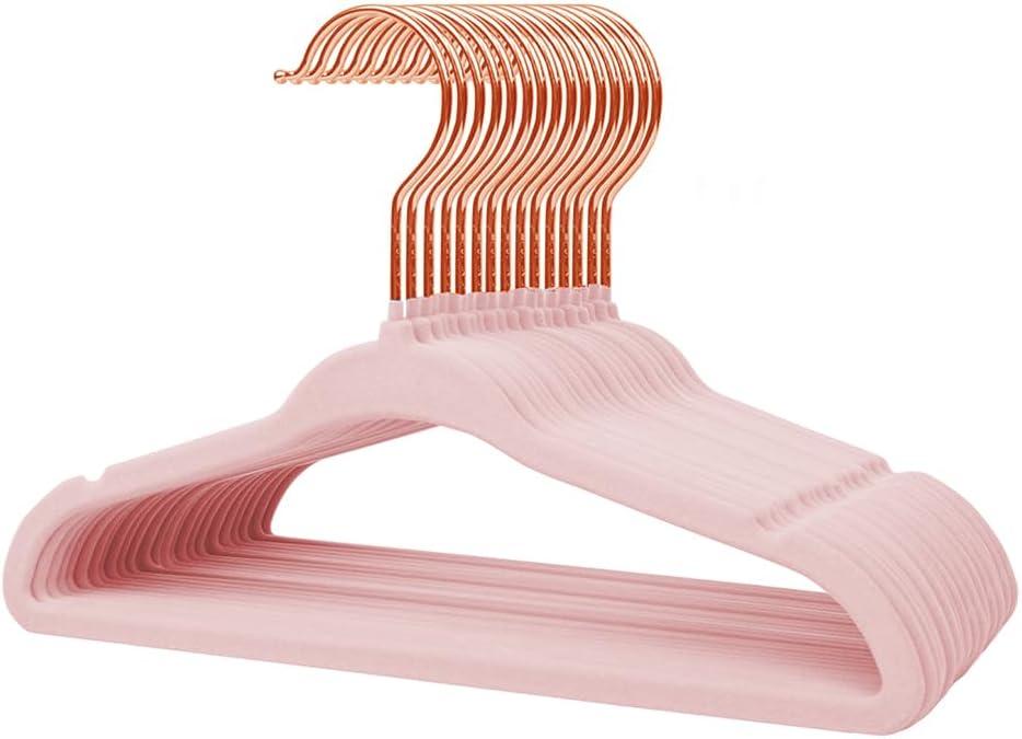 Stormix Baby Velvet Hangers, 32 Pack Children's Clothes Hangers Non-Slip Kids Hangers for Infant/Toddler Pink (Gold Hook)