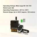 12V Remote Switch, Low Voltage 30A Wireless Remote Control Switch, 328 ft Long Range(DC)