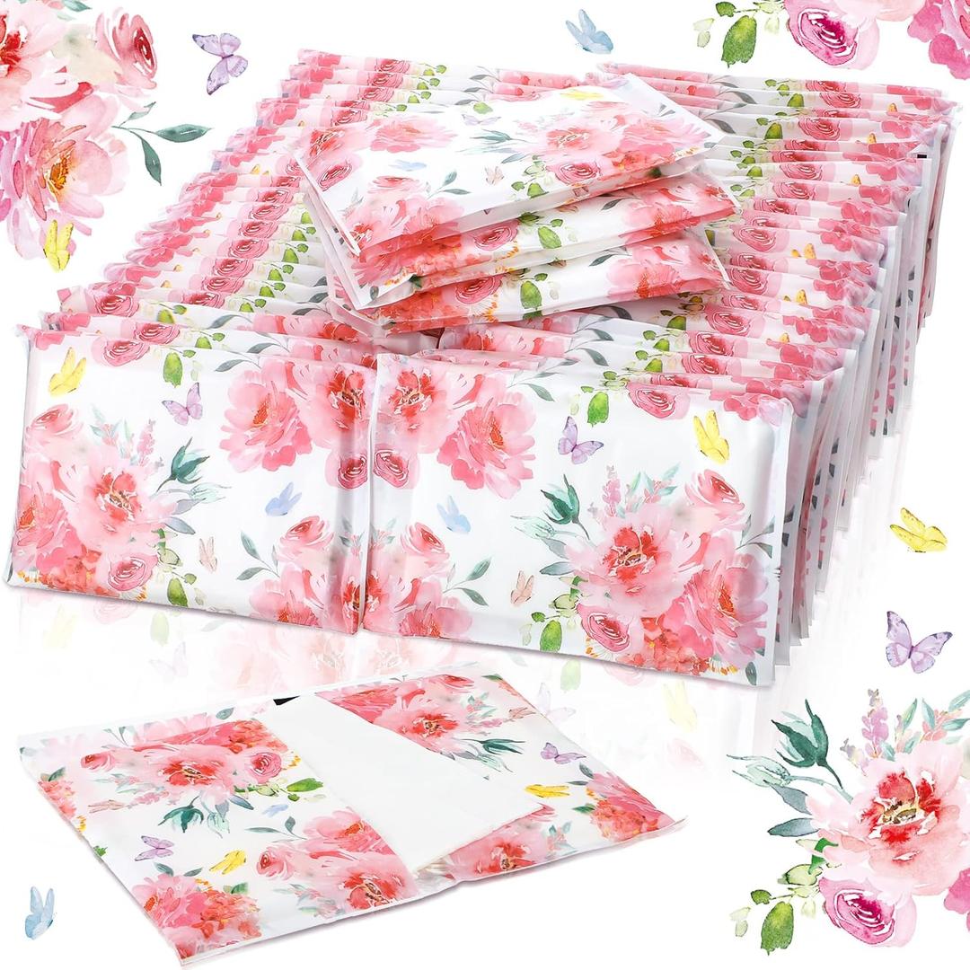 Geyee 50 Packs Tissue Travel Size Facial Paper Napkins Travel Packs Disposable Pocket Tissues for Wedding Guest Traveling School Purse Home Supplies, 500 Sheets 3 Ply(Spring Floral)