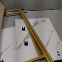 HOOBRO Folding TV Tray Tables, Set of 2 Side Table for Small Space, Industrial Snack Tables for Eating at Couch, Stable Metal Frame, Easy Assembly, Space Saving, Marble and Gold DM25BZ01