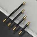 Amerdeco 10 Pack Matte Black and Gold Knurled Cabinet Pulls 10 Inch Hole Center, Kitchen Cabinet Handles for Drawer, Cupboard and Wardrobe 