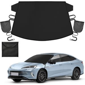 Windshield Cover for Ice and Snow Heavy Duty 600D Oxford Fabric Magnetic Windshield Protector for Car SUV Truck Windproof Waterproof Frost Cover with Side Mirror Covers (Medium (69"x42"))