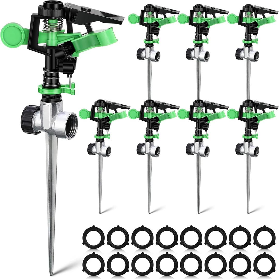 Sprinklers for Yard Garden Sprinkler 360 Degree Automatic Rotating Lawn Sprinkler with Water Stop Ring Adjustable Rotating Pulsating Sprinklers for Yard Ground Grass Irrigation System (8 Pack) Sprinklers for Yard Garden Sprinkler 360 Degree Automatic Rotating Lawn Sprinkler with Water Stop Ring Adjustable Rotating Pulsating Sprinklers for Yard Ground Grass Irrigation System (8 Pack)