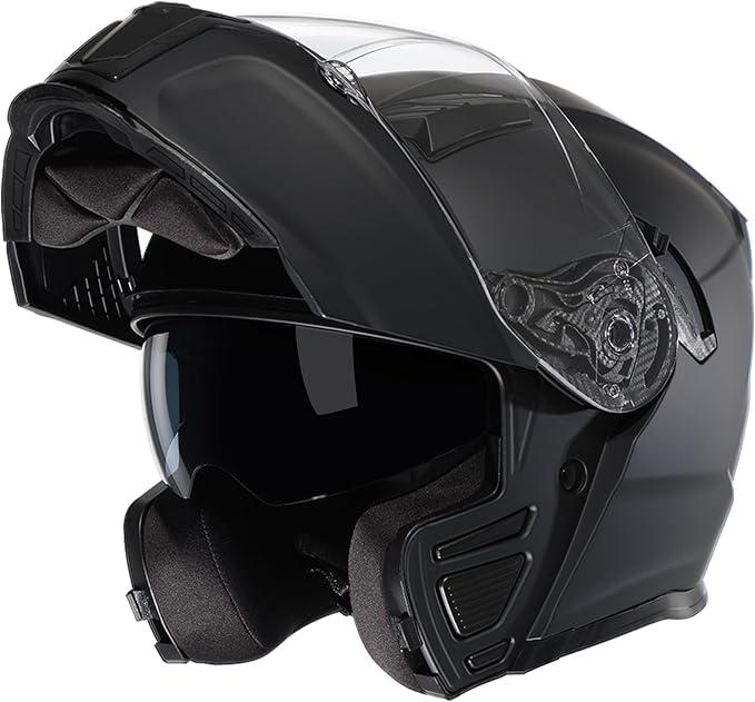 TRIANGLE Modular Motorcycle Helmets for Men Flip Up Full Face Helmet Dual Visor with Internal Sunshield DOT Approved (Small)