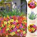INQCMY Artificial Flowers for Outdoors Spring Summe 14 Bunches UV Resistant Silk Fake Plants Outside Indoor Lavender Ferns for Home Decor Patio Garden Back Yard Front Porch