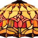 12 Inch Tulip Lampshade Replacement Only Tiffany Style Stained Glass Lamp Shade Vintage Light Cover Accessories for Table Lamps, Pendant Lights, Ceiling Light, Desk Lamp,Red