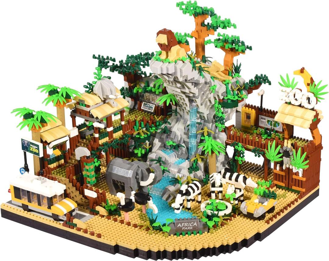 Zoo Micro Building Blocks Set 4800PCS for Adults or Teens Ages of 14+, Animals Park DIY Modle Kit in Living Room or Office Decorative Items, Collection Model for Lovers, 9.45" x 9.45" x 6.89"
