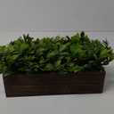 Winlyn 14" Artificial Boxwood Plants in Rectangular Wood Planter Farmhouse Greenery Arrangement Centerpiece Faux Potted Herb Plant for Wedding Dining Room Table Kitchen Windowsill Mantel Shelf Dcor