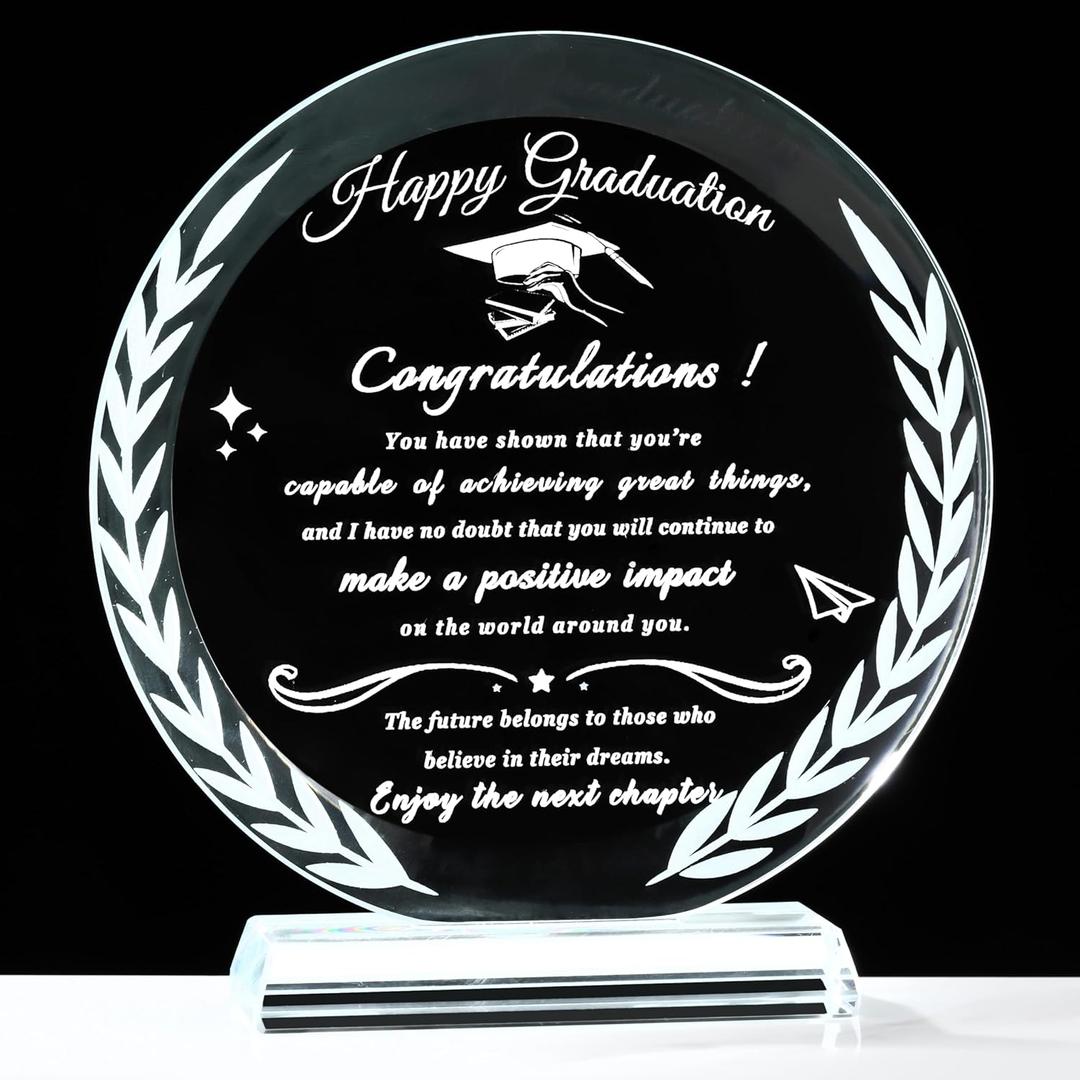 Qianwei Graduation Gifts for Him Her Crystal Graduate Plaque Decor Best Class of 2026 High School College Masters Degree Phd Nurse Graduation Gift Ideas for Women Men