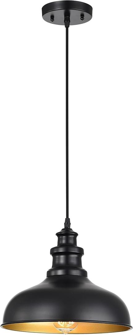 Bestshared Farmhouse Pendant Lights, Ceiling Industrial Hanging Pendant Lighting Fixture, Barn Pendant Hanging Lights for Kitchen Island Dining Room Restaurant Hallway Patio (Black, 1 Pack)