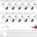White Super Brightness 4000K Natural Light Dimmable Brightness 25W 2000lm J&L Type LED Track Lighting System with 13 FT Track Rails and Ceiling Spotlight Fixture Installation Package