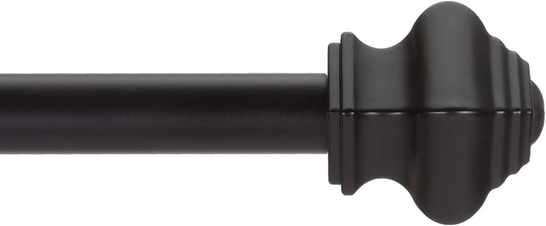 Thestoa Curtain Rods for Windows 46-78 Inch, 5/8"Black Curtain Rods, Stainless Steel Heavy Duty Curtain Rods for Bedroom, Living Room, Outdoor Curtain Rod Black