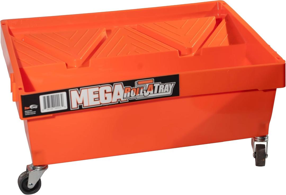 Mega Roll-A-Tray Rolling Paint Tray with Wheels — Heavy-Duty 3 Gal Capacity, Portable Paint Roller Tray Cart, Spill Guard Lip, Includes Casters & Tray Insert — for Home, DIY & Professional Painting