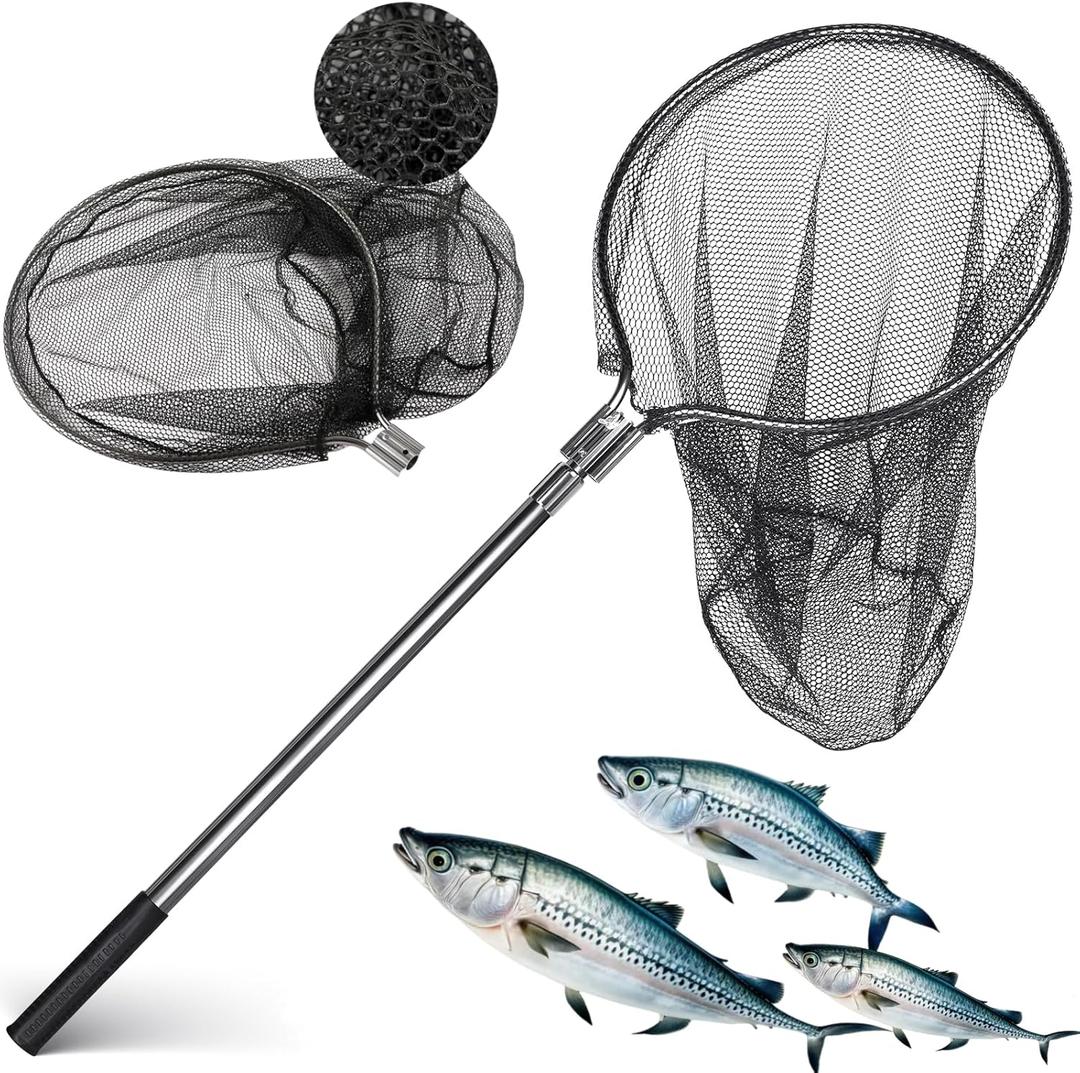 Heavy Duty Extra Large Aluminum Landing Net - Telescoping Handle (67-100in), 20in Net Opening for Saltwater Fishing Heavy Duty Extra Large Aluminum Landing Net - Telescoping Handle (67-100in), 20in Net Opening for Saltwater Fishing