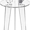Acrylic Coffee Table Round, Sofa Side Table Mid Century Modern End Table for Living Room, Bedroom, Office, 15.7" W 19.7" H (Clear, Small)
