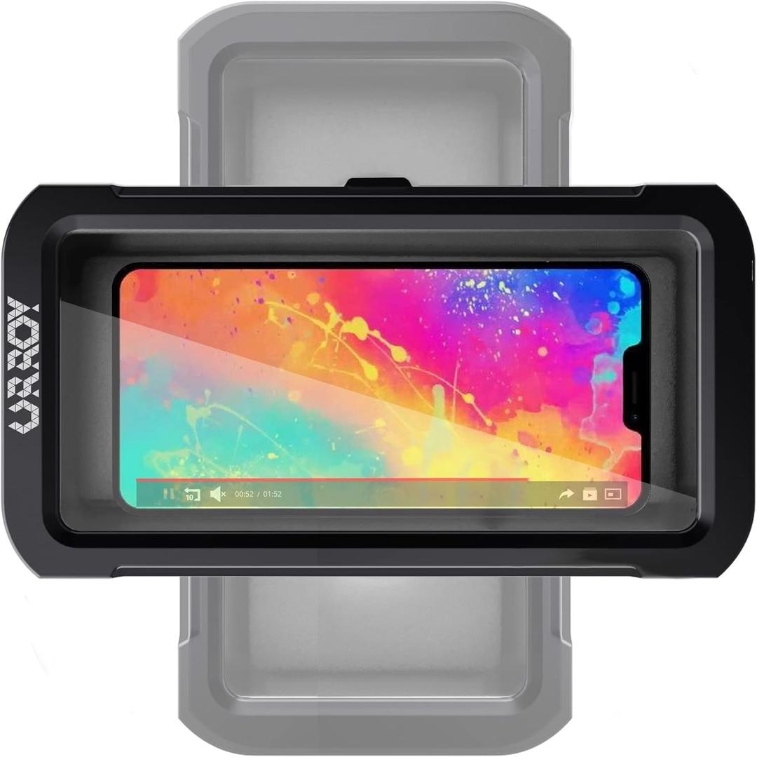 URROY Shower Phone Holder Waterproof, 360 Rotation Shower Phone Case, Anti-Fog High Sensitivity Universal Cover Mount Stand for Bathroom Wall Mirror Bathtub Kitchen, Gift for Men Women (Upgrade Black)