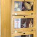 ARTAWEIN Onion and Potato Storage Bin Box Farmhouse Fruit and Vegetable Storage Small Food Kitchen Pantry Cabinet for Snack Large Bread Box for Homemade Bread Black Potato Bins