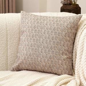 Amor Virisso Floral Pillow Covers 20x20 Farmhouse Neutral Decorative Pillow Covers for Couch Accent Sofa Pillows 1PC, Cloud Cream