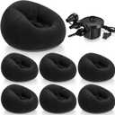 Realspring 6 9 12 Pcs Inflatable Bean Bag Chairs for Adults with Electric Air Pump, Blow up Couch Folding Portable Inflatable Couch Lazy Sofa for Outdoor Movie Night Camping(Black,6 Pcs)