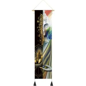 Hanging Poster Canvas Wall Art Banner Buddha Art Canvas Zen Decor Happiness Quote Motivational Meditation Tapestry for Wall Decor Hanging Tapestry Decoration For Yoga,Room,Buda (13''x 56''/33x142cm)
