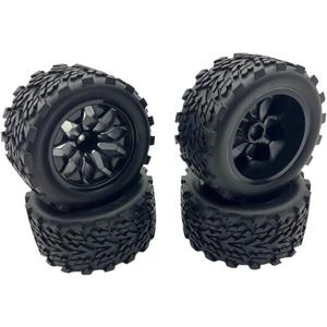 12mm Hex RC Wheels and Tires 1/10 Scale RC Truck Tires and Wheels for Traxxas Rustler Stampede 2wd 4x4 vxl Hoss E-Revo Redcat Volcano EPX RIAARIO AMORIL, Preglued