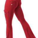 YEOREO CoreFlex Women Workout Flare Leggings with Pockets Hidden Scrunch High Waisted Cargo Gym Yoga No Front Seam Leggings.S size