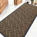 OLANLY Front Door Mat Indoor Outdoor Entrance, Waterproof All-Season, All-Weather Doormat, Sturdy Natural Rubber, Low Profile, Easy Clean Patio Porch Entryway Mat, Herringbone Brick (Brown, 59x23)