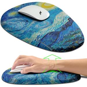 Hokafenle Ergonomic Mouse Pad Wrist Support, Terraced Slope Carpal Tunnel Wrist Pad for Mouse with Unibody Memory Foam, Wrist Rest Pain Relief Mousepad (Starry Night, 11.8x7.9 in)