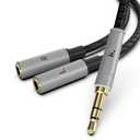 True Stereo L R Splitter Cable, 3.5mm Male to Female L R Aux Audio Adapter HiFi Sound Headphone Jack Metal Shell 3.5mm 1/8 Y L/R True Splitter for Phone Speaker MP3 Tablet TV
