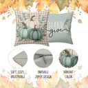 BBOLDIN Fall Thanksgiving Throw Pillow Covers 18x18, Fall Plaid Blue Teal Turquoise Pumpkin Pillow Cases Set of 4, Halloween Autumn Cushion Covers Decorations for Home Porch Bedroom