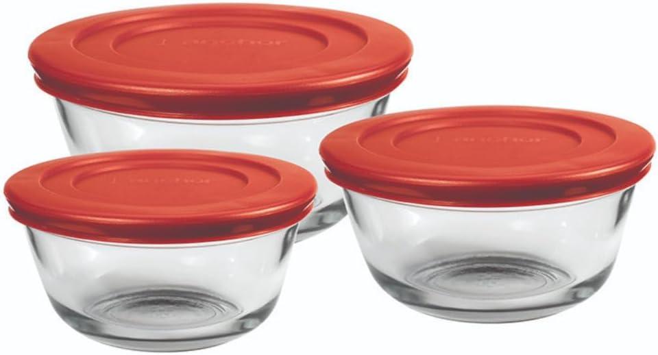 Anchor Hocking Glass Food Prep and Mixing Bowls with Lids, Blue, 6-Piece Set