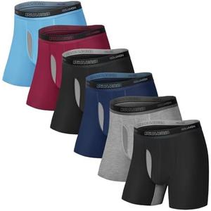 IGOLUMON Men's Underwear Bamboo Rayon Breathable Boxer Briefs with Fly Moisture-Wicking Lightweight Underwear, 6 pack XL