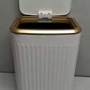 TIPGO Bathroom Trash Can with Lid, 2.1 Gallon / 8 Liter Small Garbage Can, Press Top Bin, Stainless Steel Wastebasket with Pop-Up Lid for Bedroom, Living Room, Office (White)