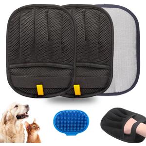 2 x 2PCS Pet Hair Remover, Electrostatic Pet Hair Removal Gloves, Reusable Cat & Dog Hair Remover for Couch, Furniture, Carpet, Curtain, Upgraded Animal Fur Removal Tool, Cat Grooming Gloves