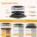 Solar Post Cap Lights Outdoor, 6 Pack Upgraded Waterproof Deck Fence Post Solar Lights for 3.5x3.5 4x4 5x5 Vinyl/Wood Posts, 10-12 Hours Warm/Cool White Glow for Garden/Patio/Porch - Black