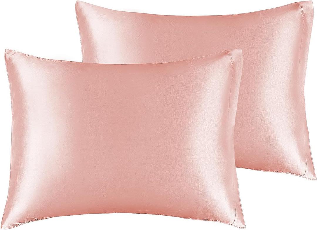 BEDELITE Satin Pillowcase for Hair and Skin, Super Soft and Cooling Similar to Silk Pillow Cases 2 Pack with Envelope Closure, Gift for Women Men(13"x18" Toddler Size, Coral) (Toddler (13x18 Inch))